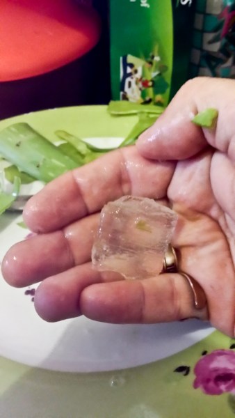 Your first piece of Aloe vera gel.
