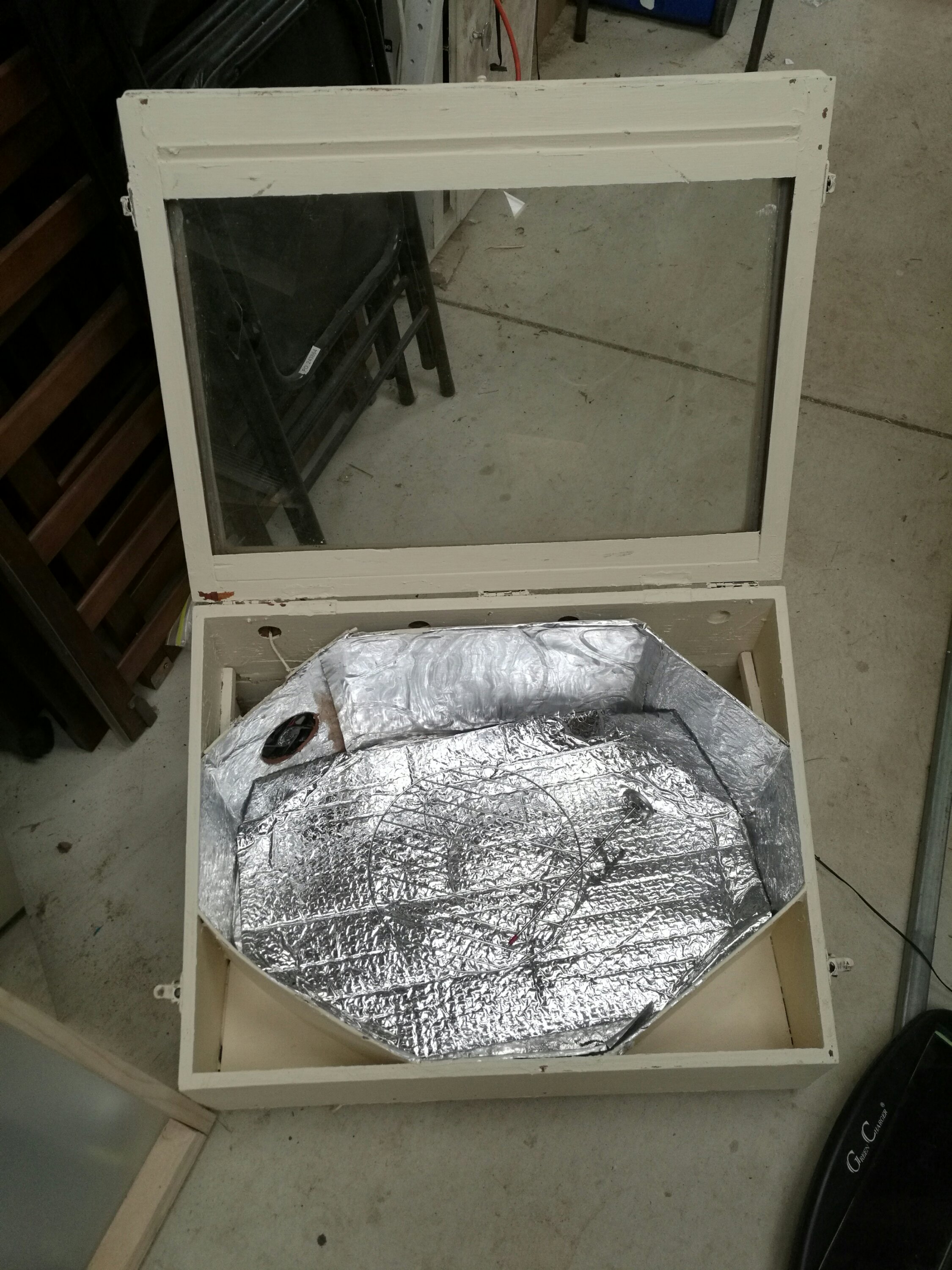 The inside of the box