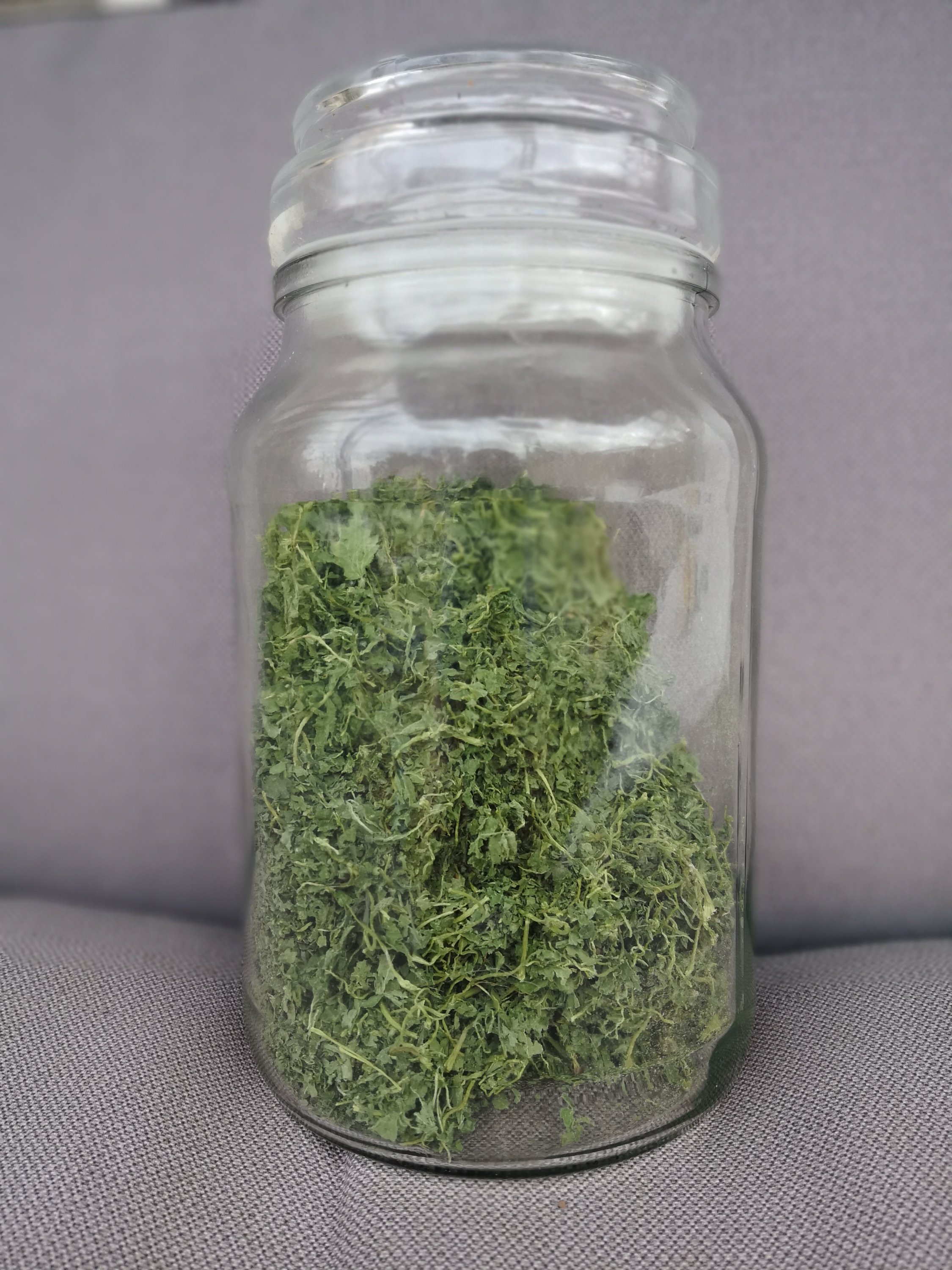 Moccona coffee jars are easy to find in Oz and easy to improve as storage vessels for your herbs.