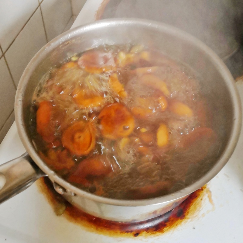 Bubbling and boiling away.