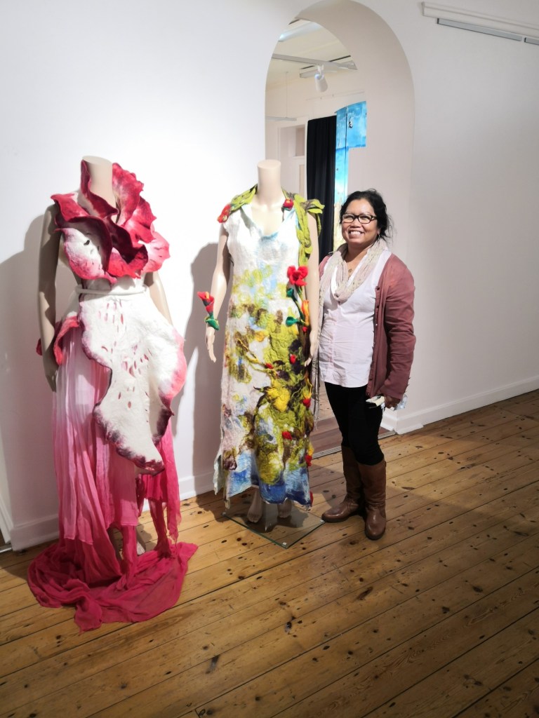 Jelina and her wearable contemporary felt artworks. 
