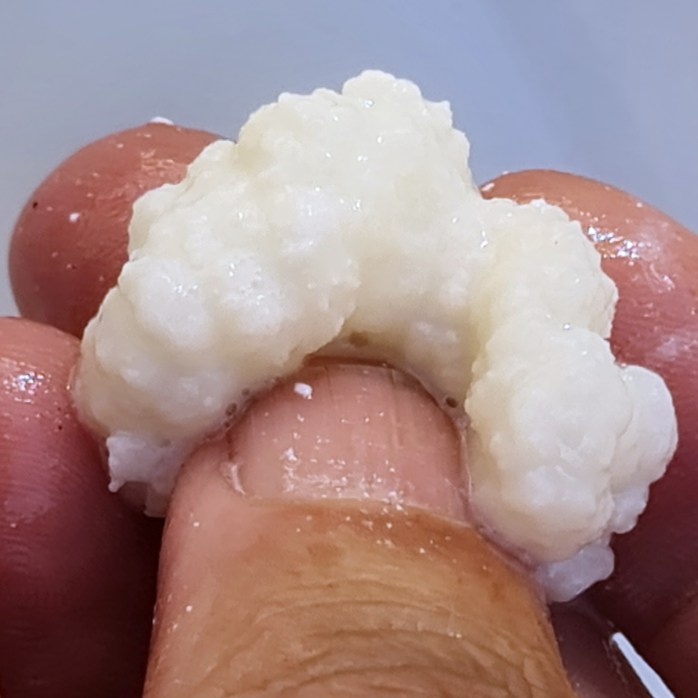 The grains have a very rubbery texture.