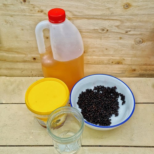 Honey, vinegar, herbs and a covered jar are all-out need to make an oxymel.