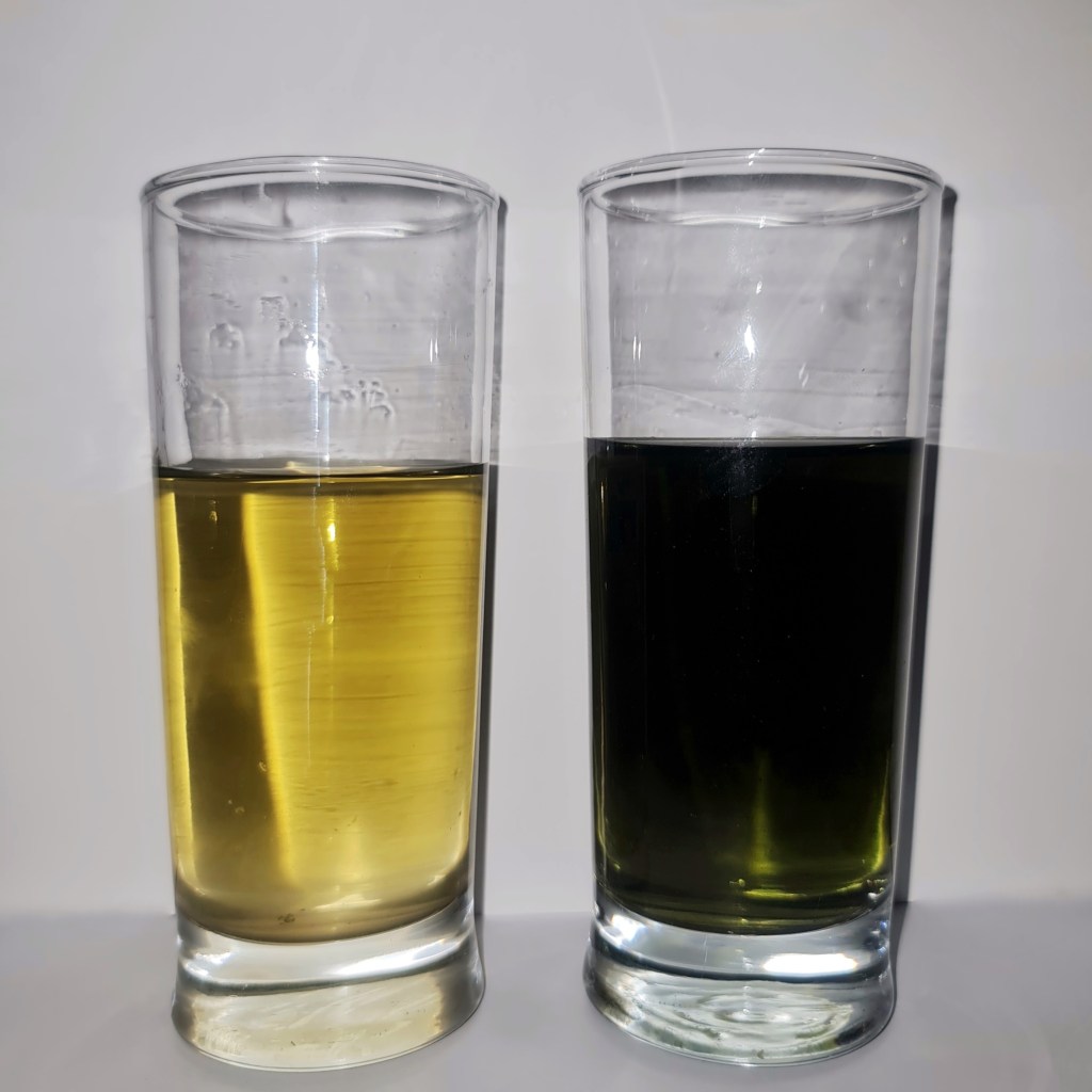 Nettle tea (left) and overnight infusion (right)