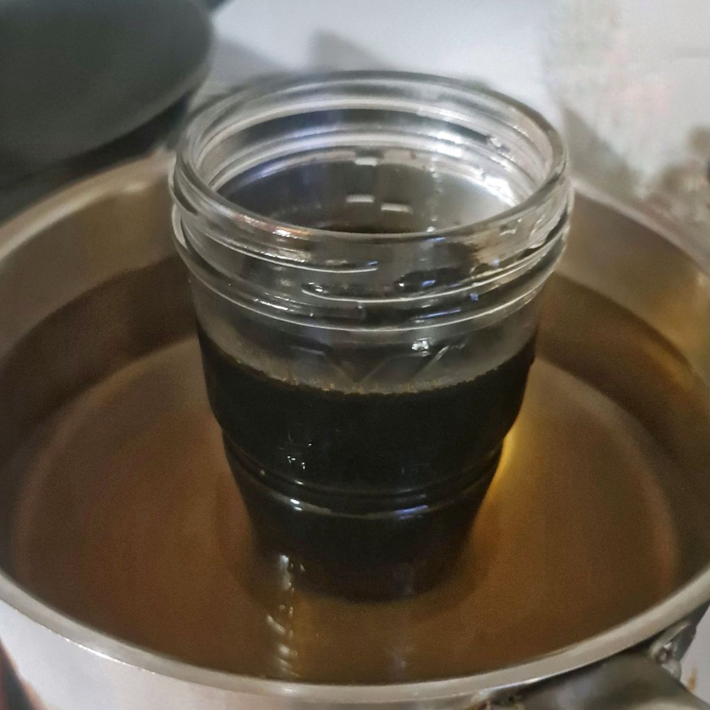 Use the double boiler method to simmer the last of it down to your favourite consistency.