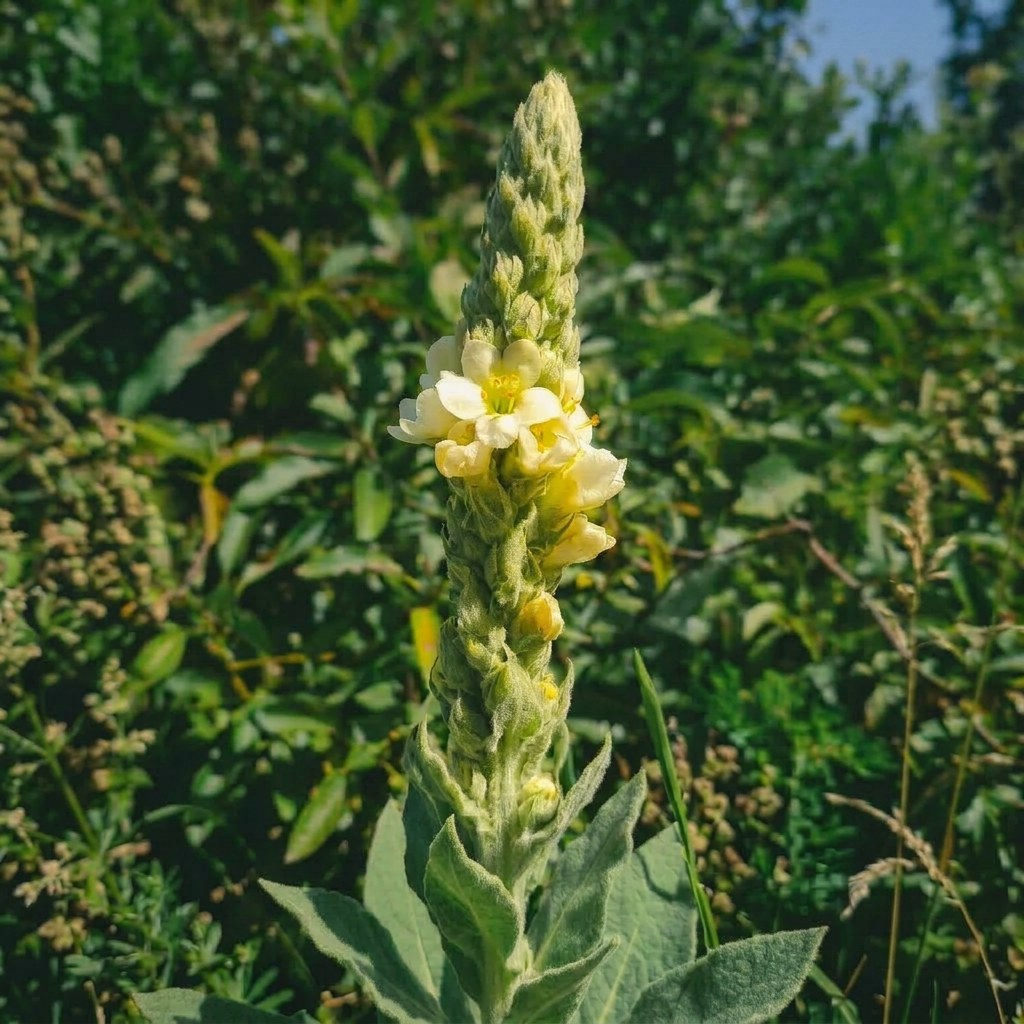 Flowers grow in a tall spike but don't open all at the same time, which is a bugger for harvesting!